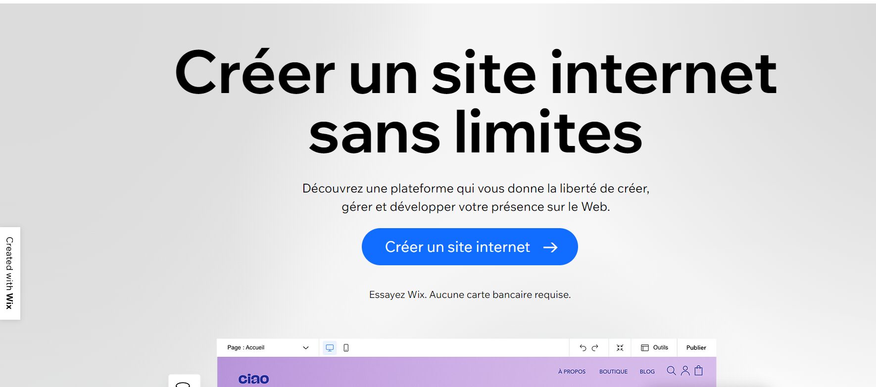   WIX meilleure plateforme pour créer facilement un site internet